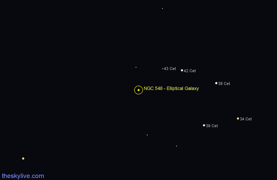 Finder chart NGC 548 - Elliptical Galaxy in Cetus star