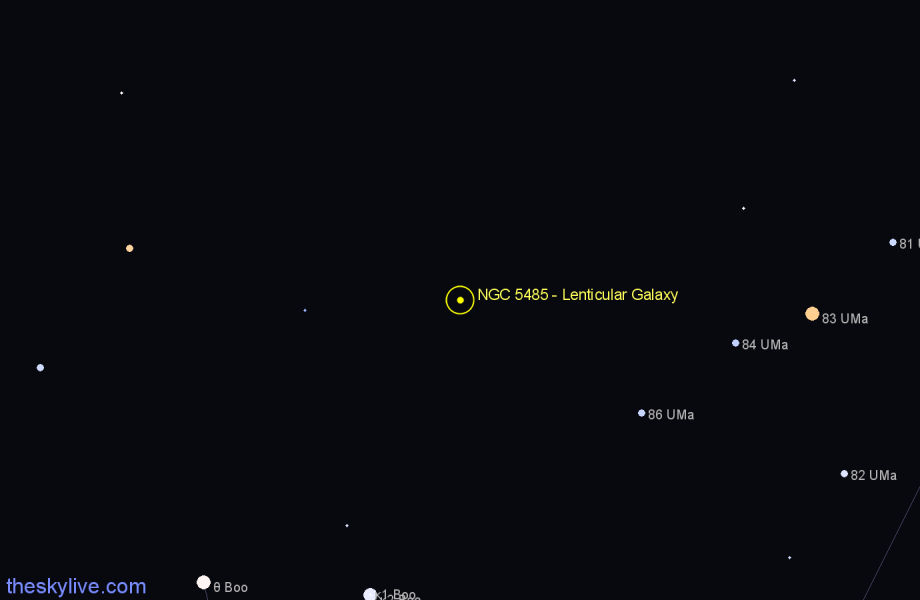 Finder chart NGC 5485 - Lenticular Galaxy in Ursa Major star