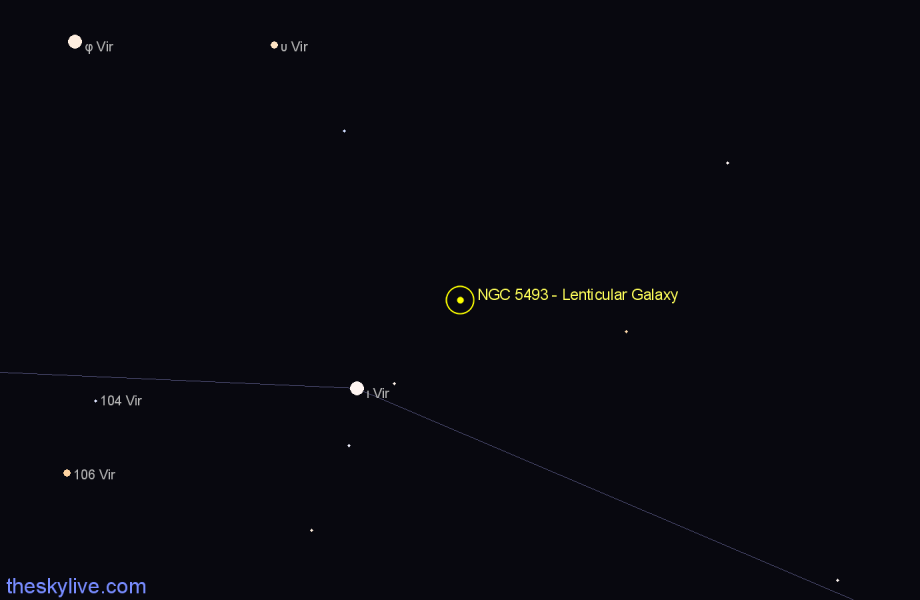 Finder chart NGC 5493 - Lenticular Galaxy in Virgo star