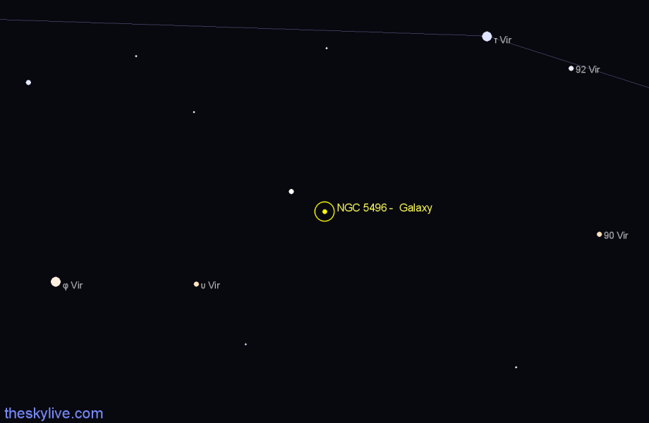 Finder chart NGC 5496 - Galaxy in Virgo star