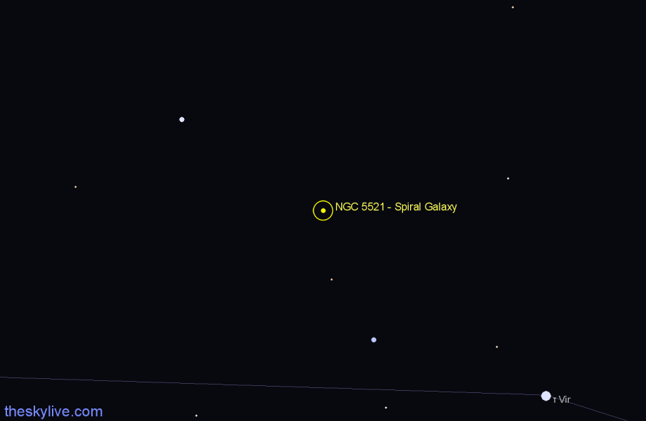 Finder chart NGC 5521 - Spiral Galaxy in Virgo star