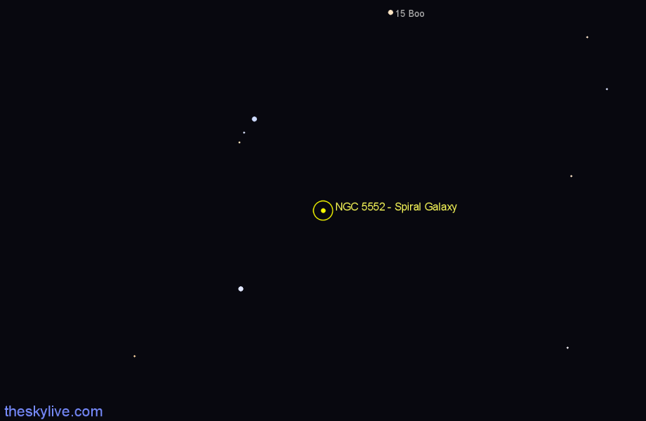 Finder chart NGC 5552 - Spiral Galaxy in Virgo star