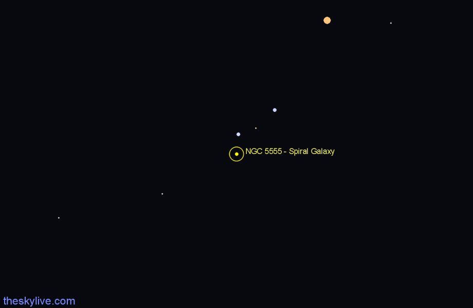 Finder chart NGC 5555 - Spiral Galaxy in Virgo star