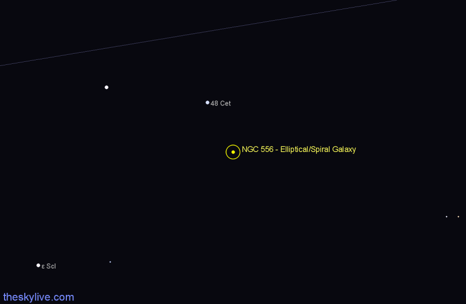 Finder chart NGC 556 - Elliptical/Spiral Galaxy in Cetus star