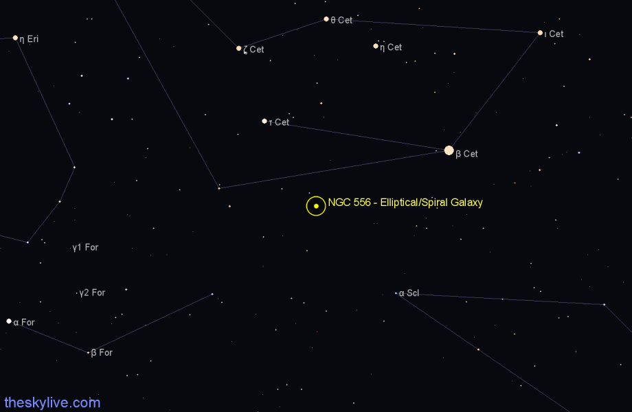 Finder chart NGC 556 - Elliptical/Spiral Galaxy in Cetus star