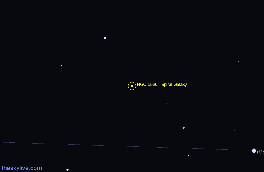 Finder chart NGC 5560 - Spiral Galaxy in Virgo star