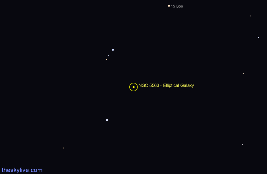 Finder chart NGC 5563 - Elliptical Galaxy in Virgo star
