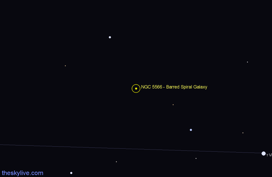 Finder chart NGC 5566 - Barred Spiral Galaxy in Virgo star
