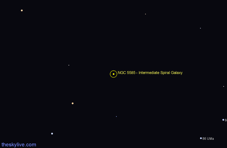Finder chart NGC 5585 - Intermediate Spiral Galaxy in Ursa Major star