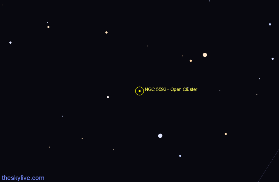 Finder chart NGC 5593 - Open Cluster in Lupus star