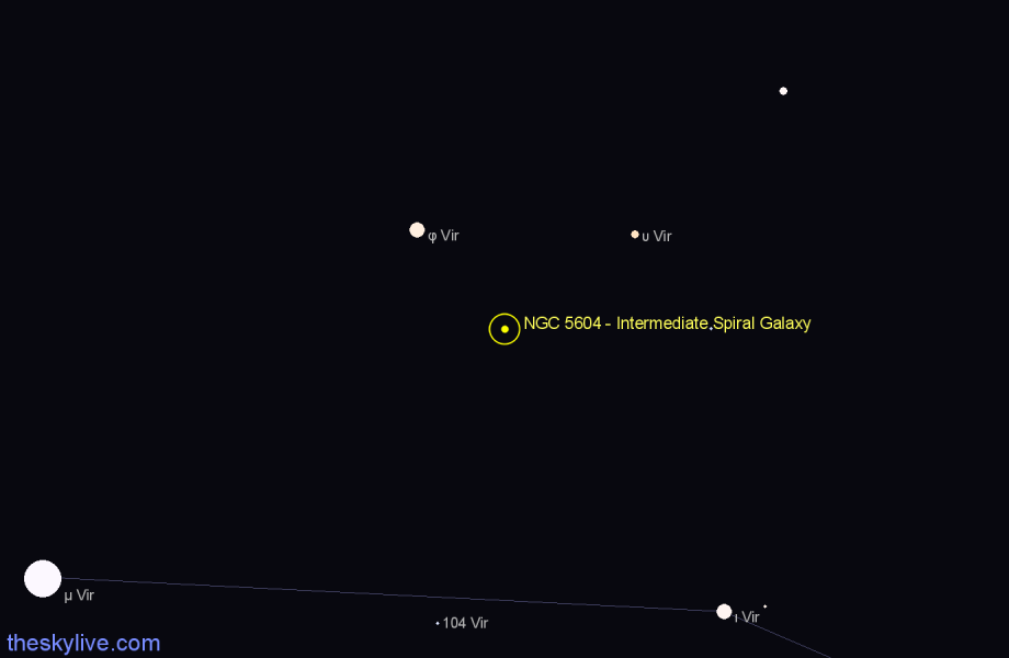 Finder chart NGC 5604 - Intermediate Spiral Galaxy in Virgo star