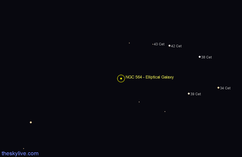 Finder chart NGC 564 - Elliptical Galaxy in Cetus star