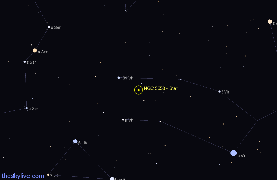Finder chart NGC 5658 - Star in Virgo star