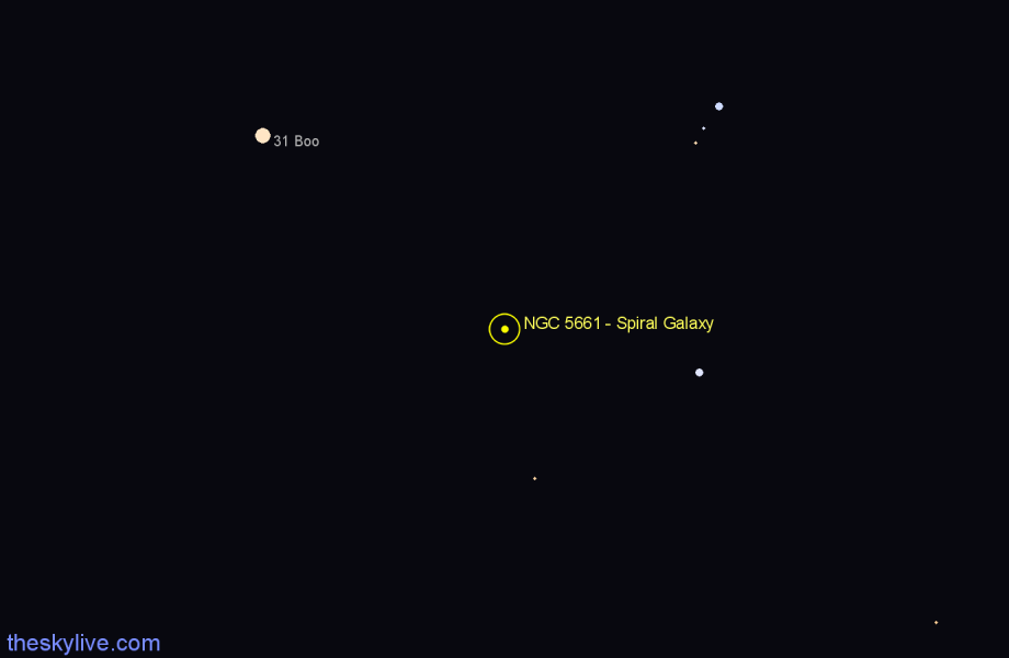 Finder chart NGC 5661 - Spiral Galaxy in Virgo star