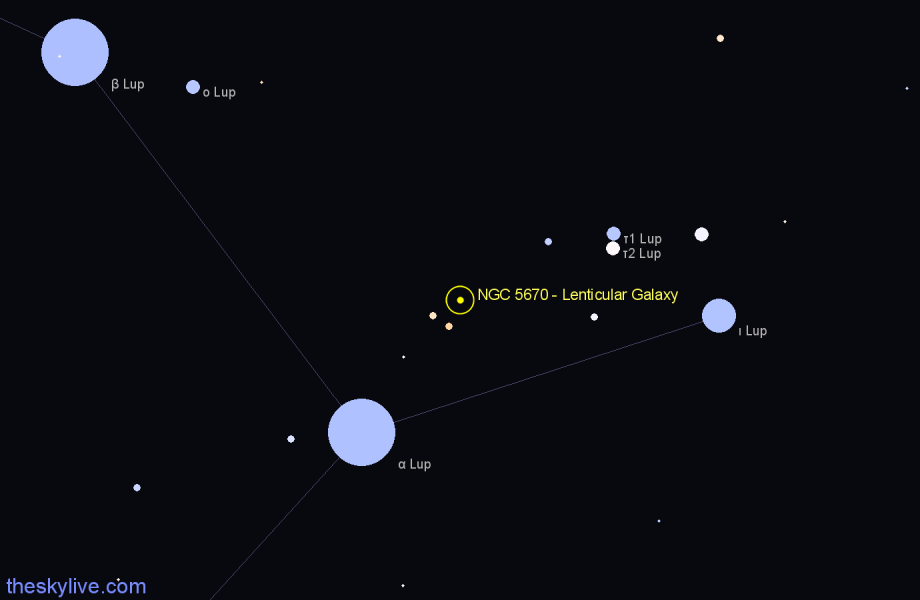 Finder chart NGC 5670 - Lenticular Galaxy in Lupus star