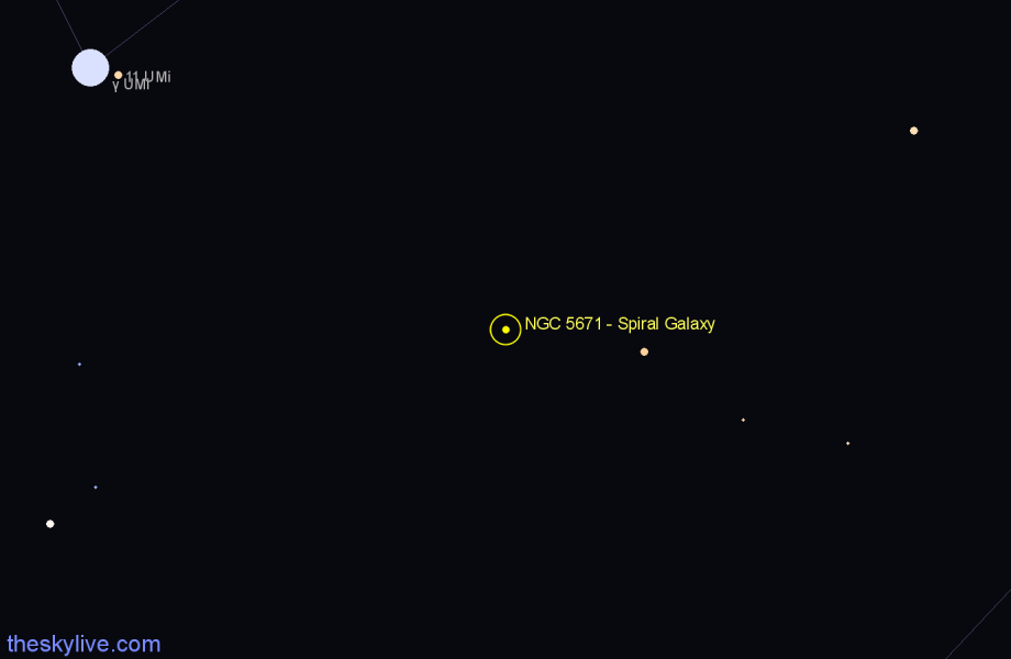 Finder chart NGC 5671 - Spiral Galaxy in Ursa Minor star