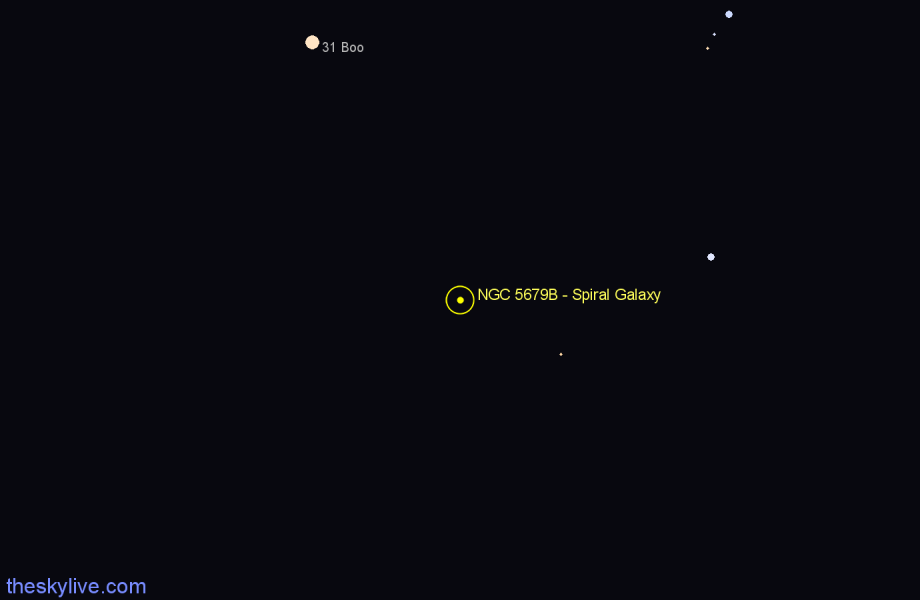 Finder chart NGC 5679B - Spiral Galaxy in Virgo star