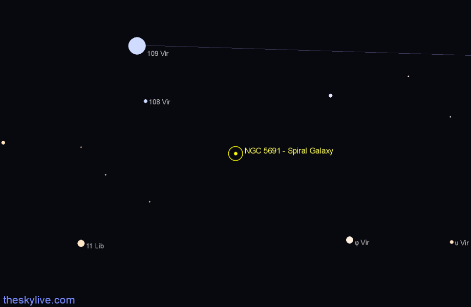 Finder chart NGC 5691 - Spiral Galaxy in Virgo star