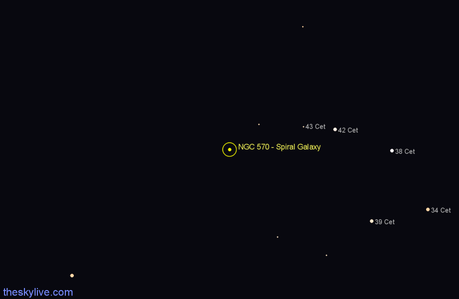 Finder chart NGC 570 - Spiral Galaxy in Cetus star