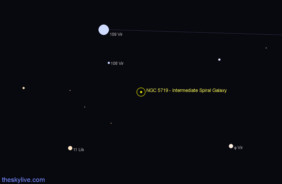 Finder chart NGC 5719 - Intermediate Spiral Galaxy in Virgo star