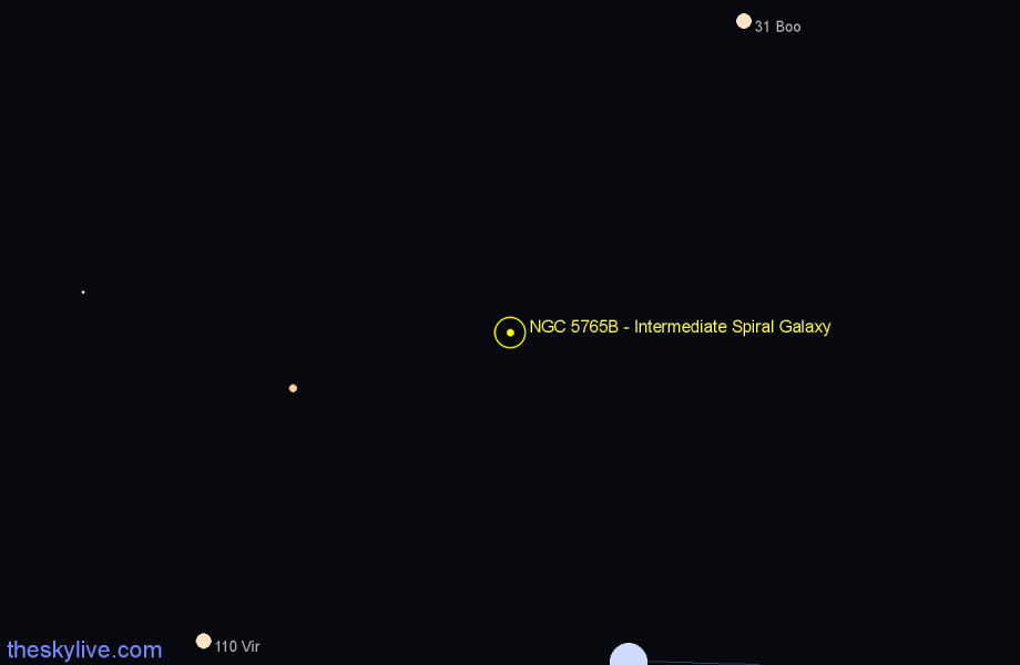 Finder chart NGC 5765B - Intermediate Spiral Galaxy in Virgo star