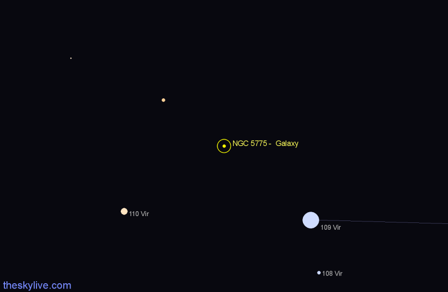 Finder chart NGC 5775 - Galaxy in Virgo star