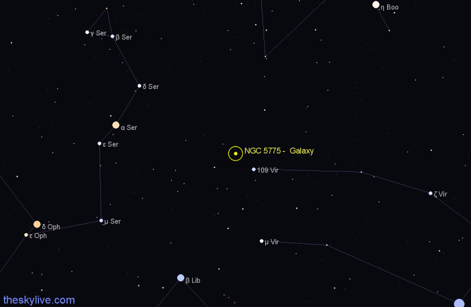 Finder chart NGC 5775 - Galaxy in Virgo star