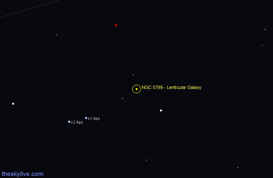 Finder chart NGC 5799 - Lenticular Galaxy in Apus star