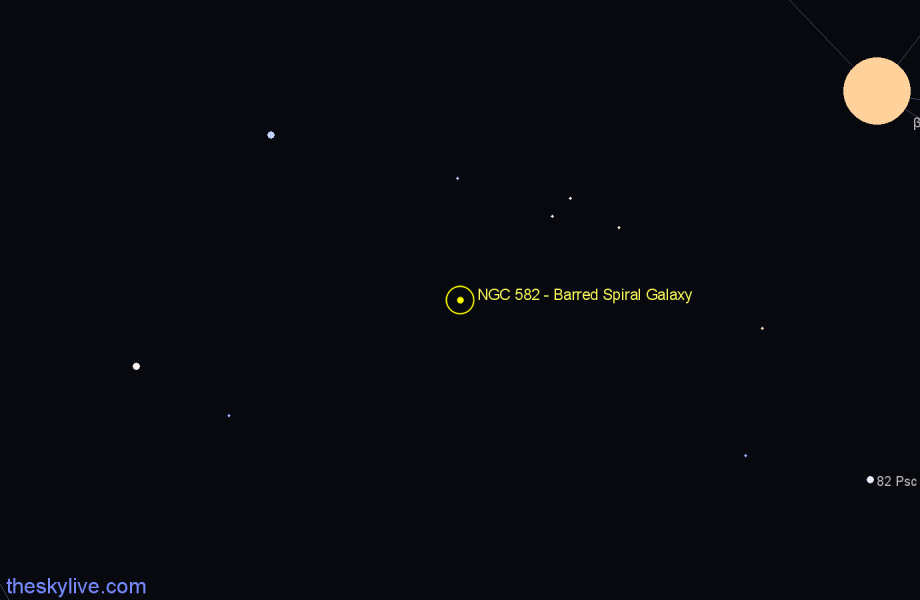 Finder chart NGC 582 - Barred Spiral Galaxy in Triangulum star