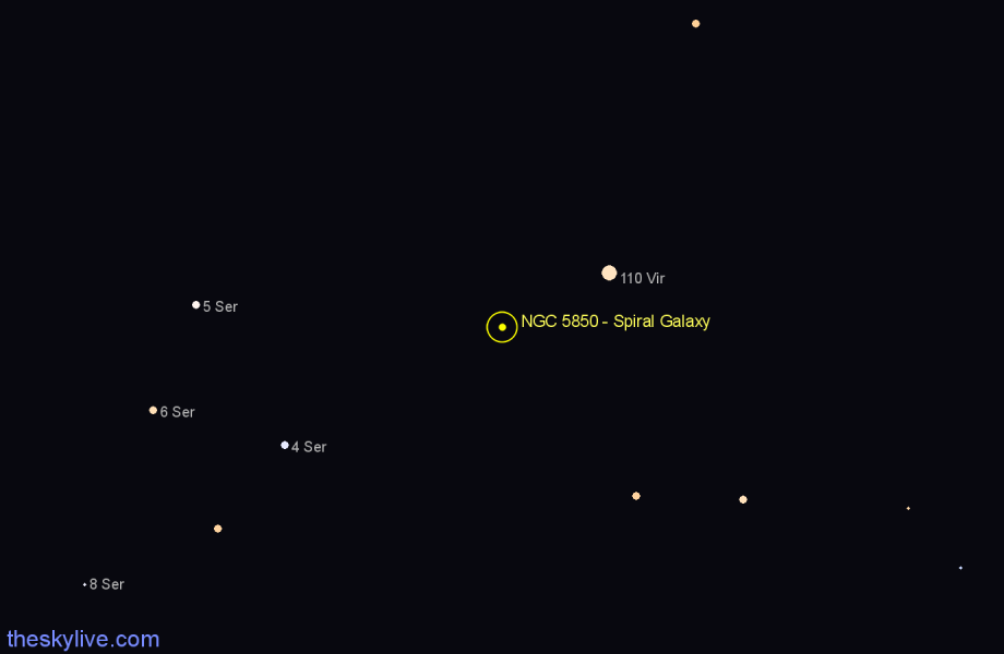Finder chart NGC 5850 - Spiral Galaxy in Virgo star