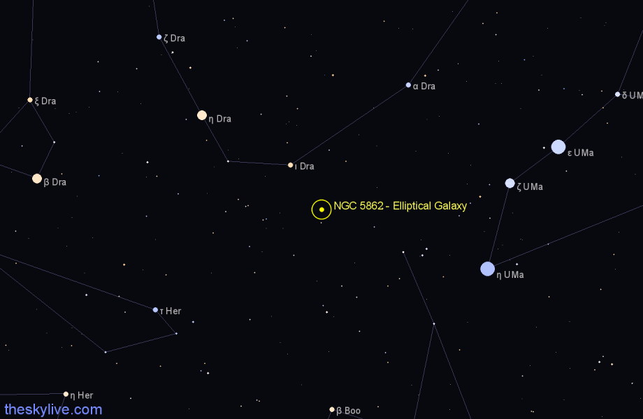 Finder chart NGC 5862 - Elliptical Galaxy in Draco star