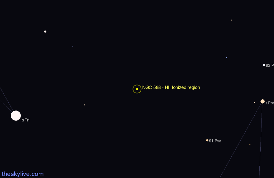 Finder chart NGC 588 - HII Ionized region in Triangulum star
