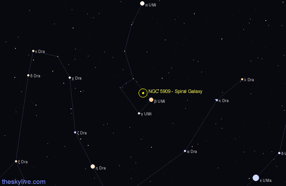 Finder chart NGC 5909 - Spiral Galaxy in Ursa Minor star