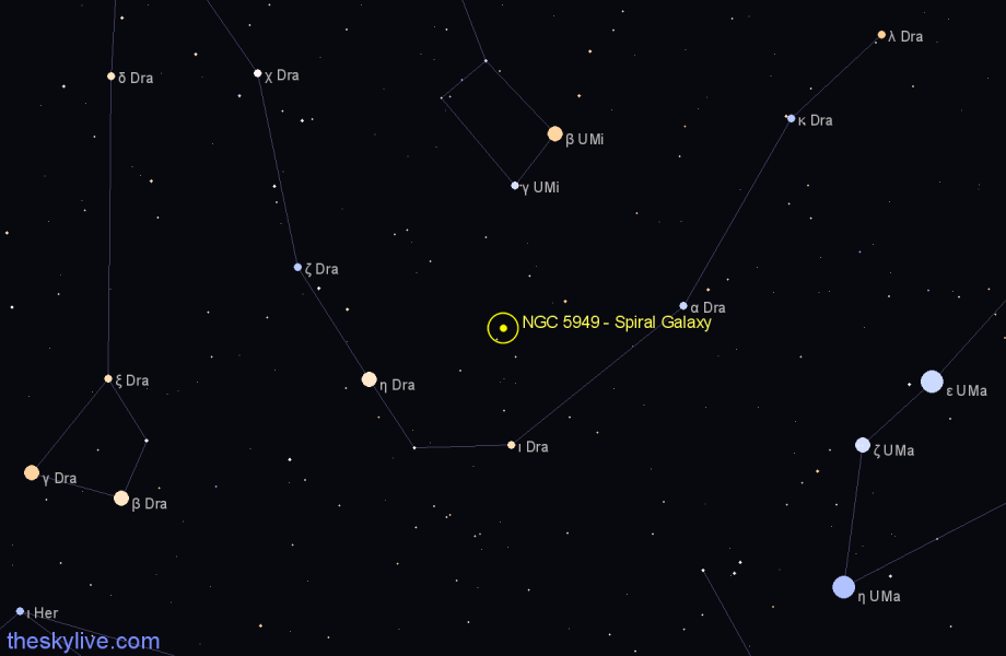 Finder chart NGC 5949 - Spiral Galaxy in Draco star