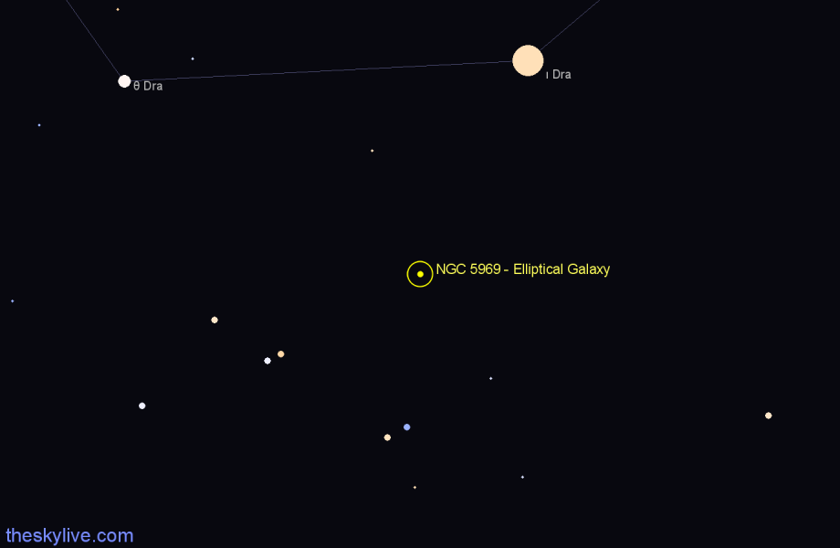 Finder chart NGC 5969 - Elliptical Galaxy in Draco star