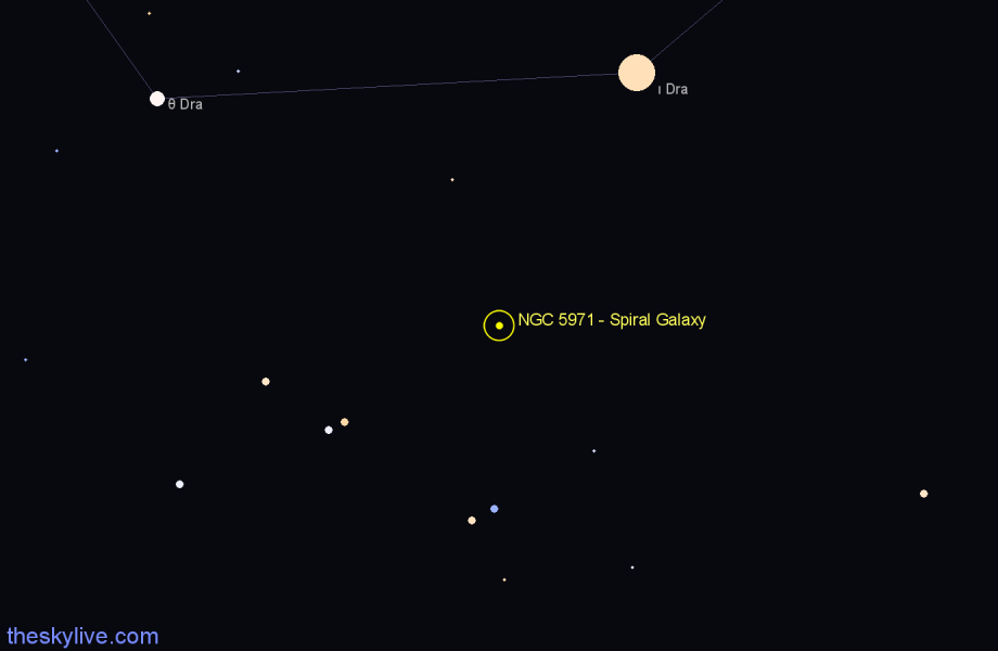 Finder chart NGC 5971 - Spiral Galaxy in Draco star