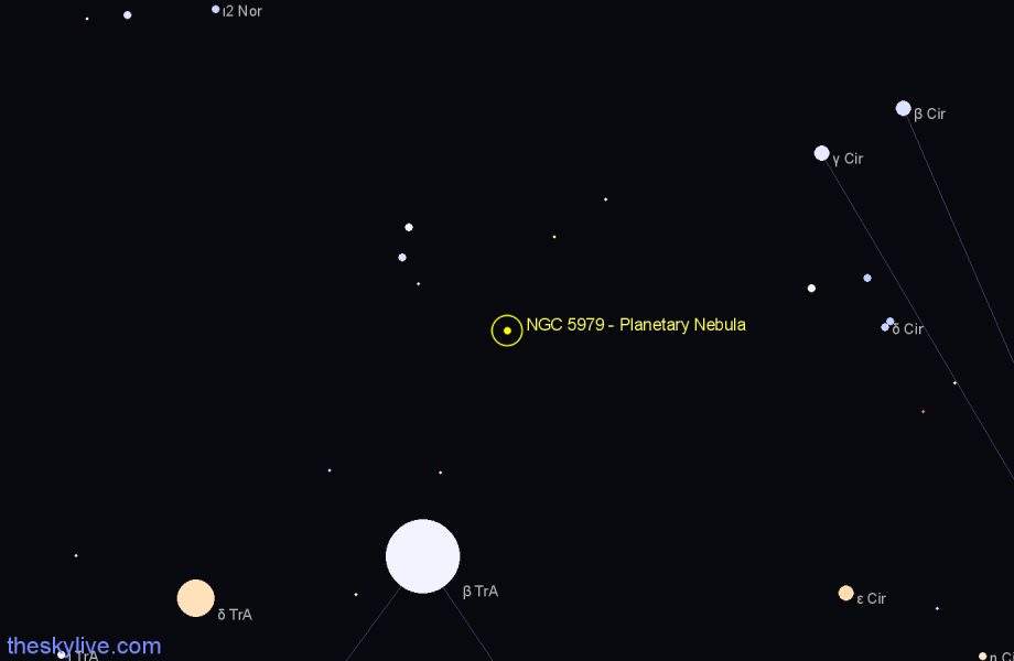 Finder chart NGC 5979 - Planetary Nebula in Triangulum Australe star