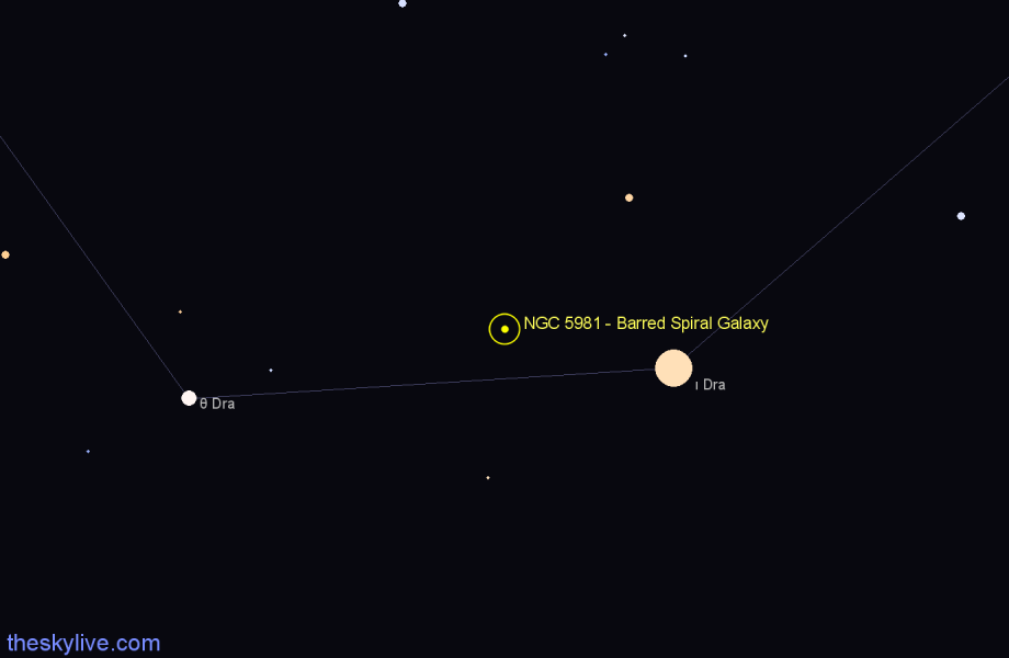 Finder chart NGC 5981 - Barred Spiral Galaxy in Draco star
