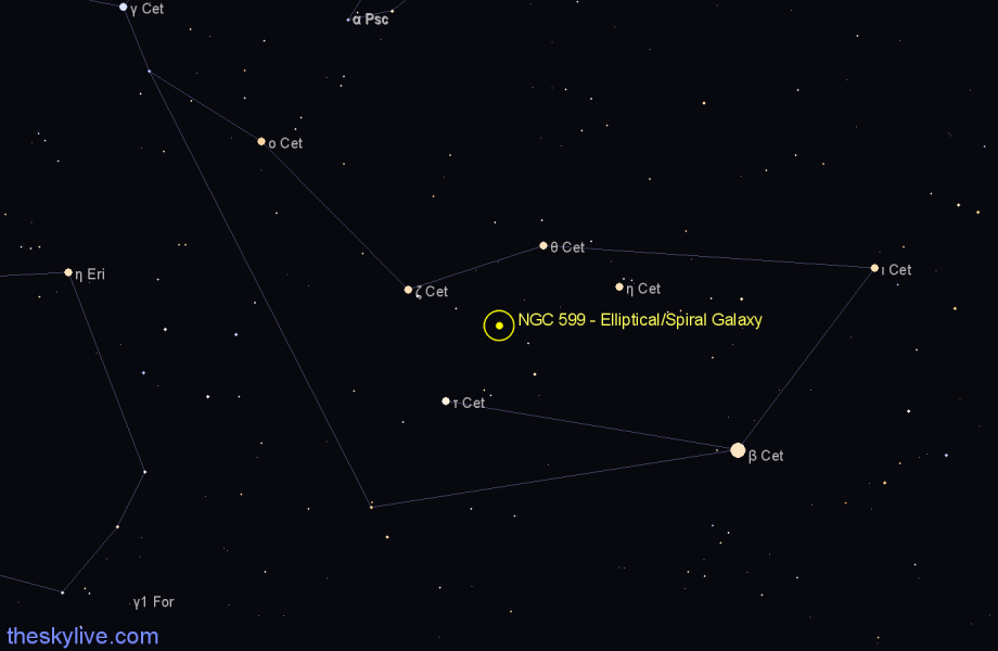 Finder chart NGC 599 - Elliptical/Spiral Galaxy in Cetus star
