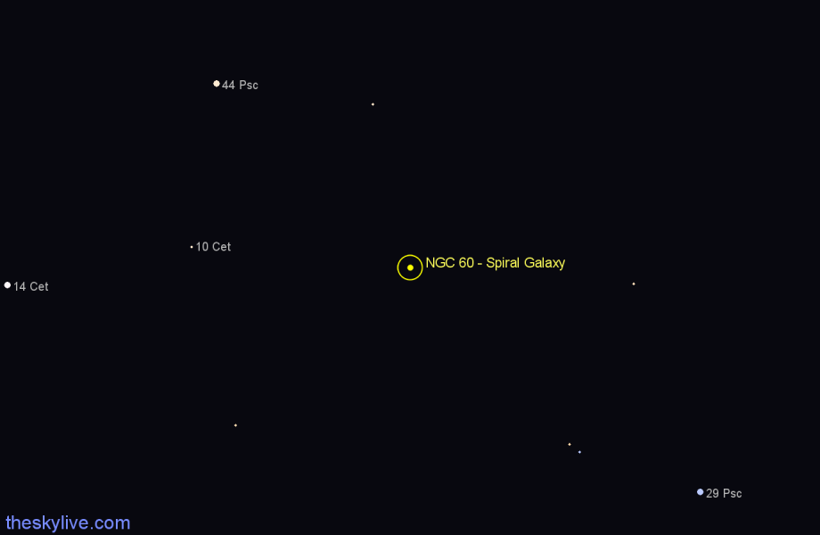 Finder chart NGC 60 - Spiral Galaxy in Pisces star