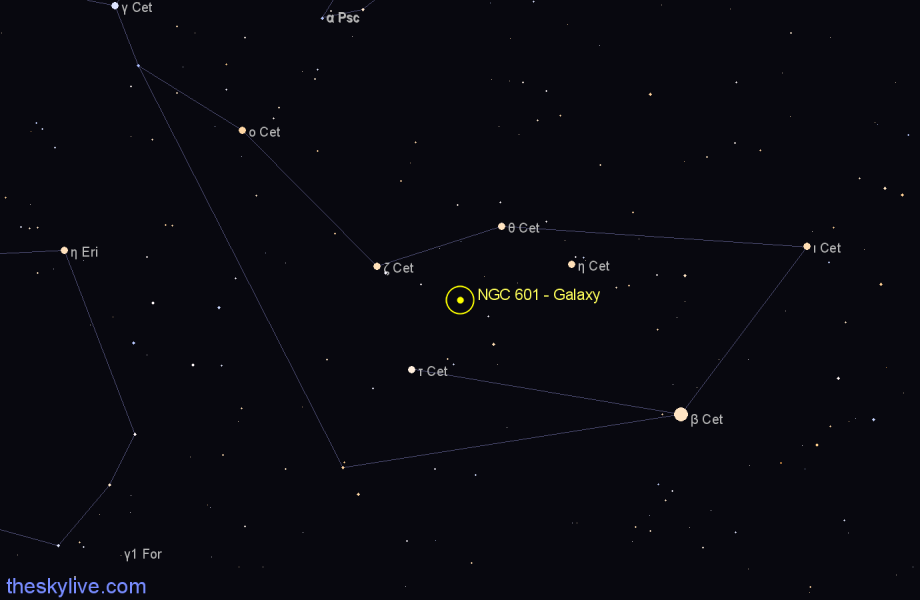 Finder chart NGC 601 - Galaxy in Cetus star