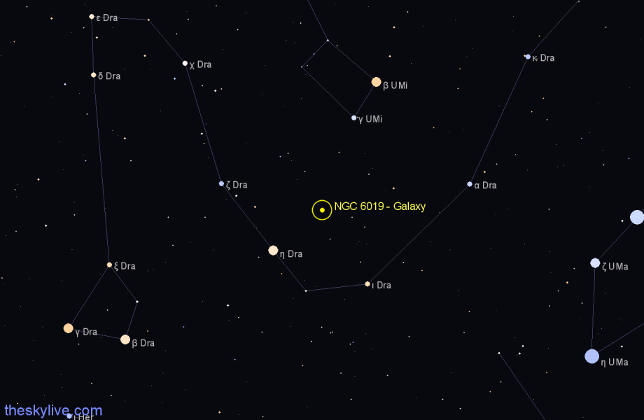 Finder chart NGC 6019 - Galaxy in Draco star