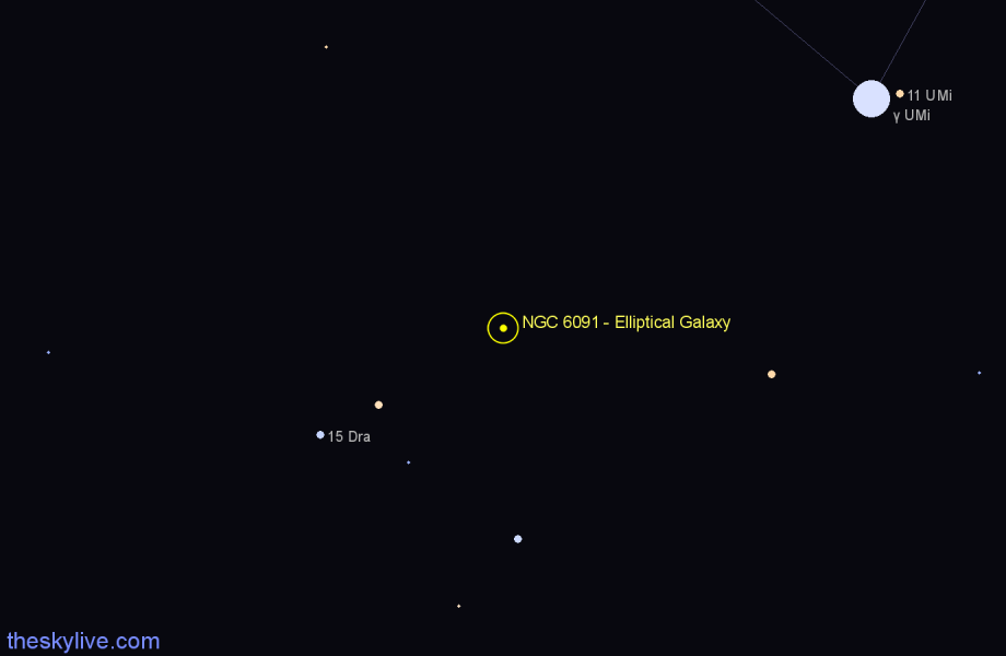 Finder chart NGC 6091 - Elliptical Galaxy in Ursa Minor star