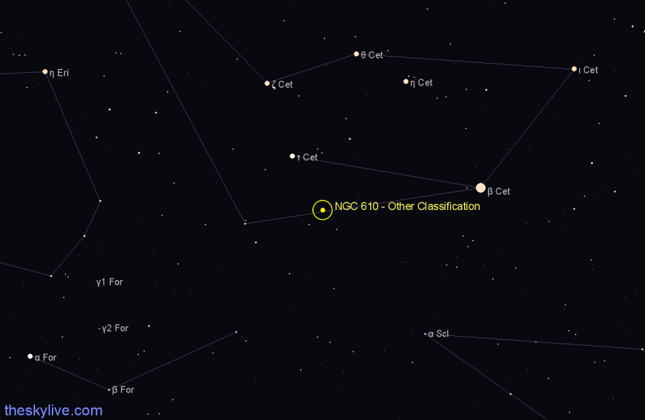Finder chart NGC 610 - Other Classification in Cetus star