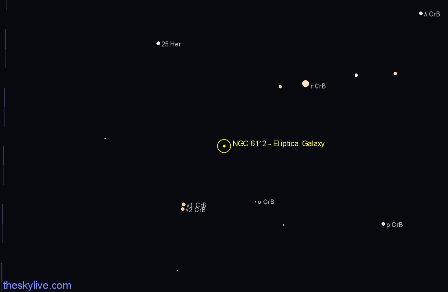 Finder chart NGC 6112 - Elliptical Galaxy in Corona Borealis star