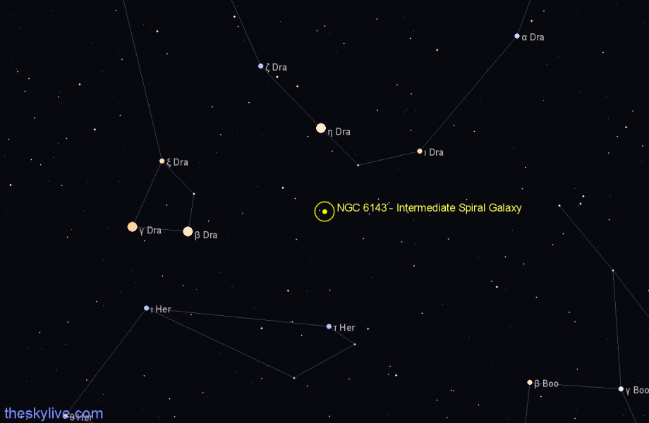 Finder chart NGC 6143 - Intermediate Spiral Galaxy in Draco star