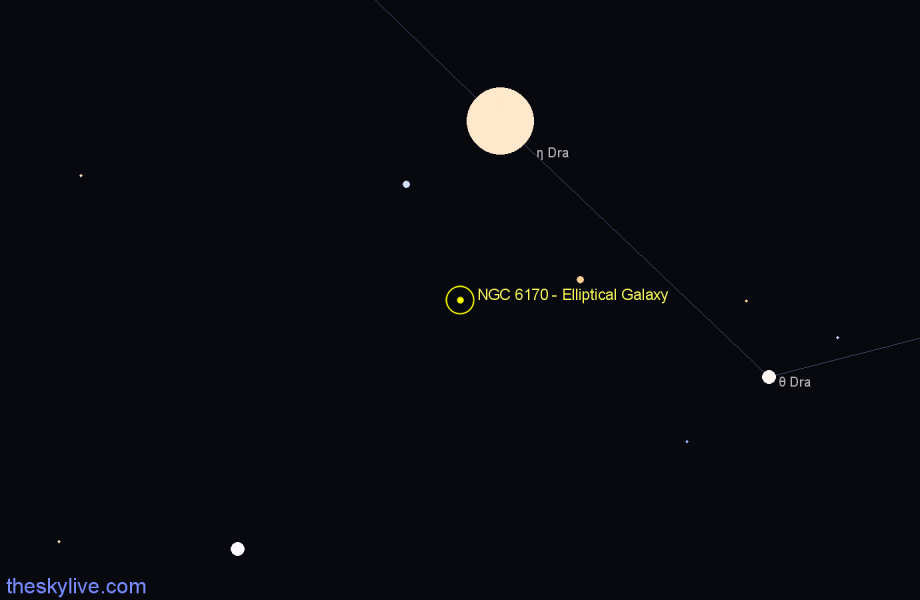 Finder chart NGC 6170 - Elliptical Galaxy in Draco star