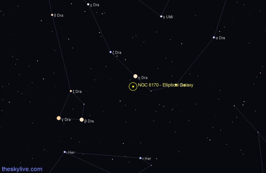 Finder chart NGC 6170 - Elliptical Galaxy in Draco star