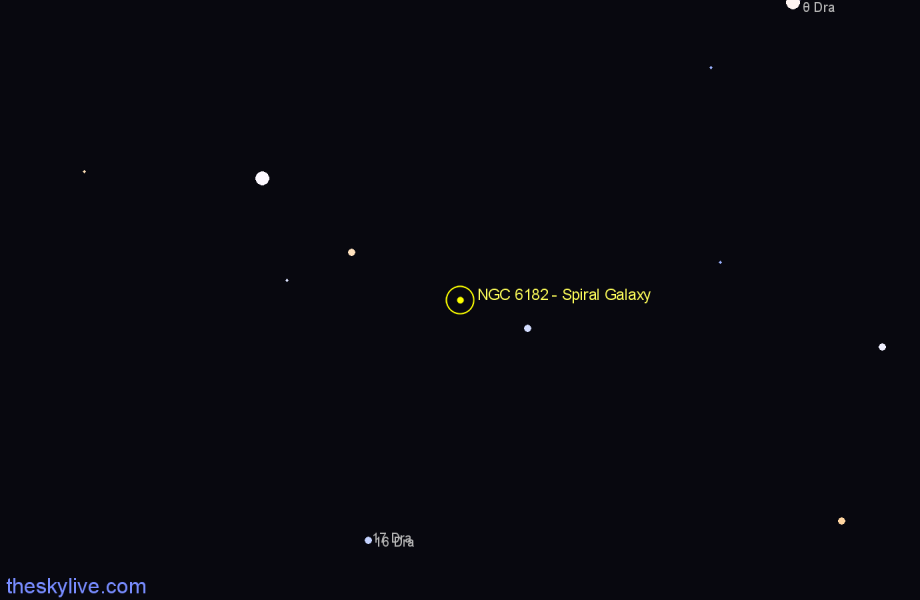 Finder chart NGC 6182 - Spiral Galaxy in Draco star