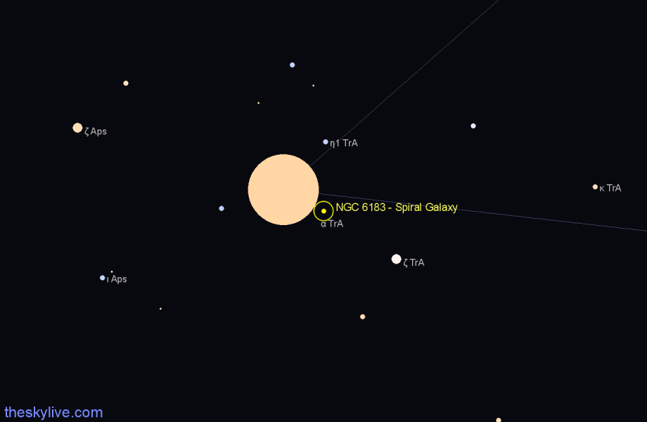 Finder chart NGC 6183 - Spiral Galaxy in Triangulum Australe star